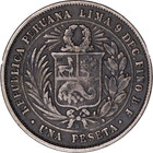 1880 Peruvian One Peseta  90  Silver 5g -  prosperidad Y Poder    Circulated