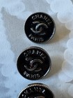 3 Chanel Black Silver Cc Logo Buttons 17mm