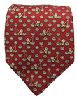 Salvatore Ferragamo Red Silk Necktie Eskimo Ice Fishing Native Inuit 56 5 X 3 75
