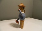 Vintage Anri Mechanical Wine Bottle Stopper Cork Man Drinking Hand Carved Wooden
