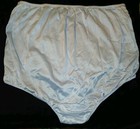 Vintage Blue Silky Satin Nylon Sheer Floral Lace Panel Granny Panties L Euc 