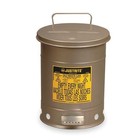 Justrite 09704 Oily Waste Can  21 Gal  Gray  Steel  23 7 16 In Height  Sound