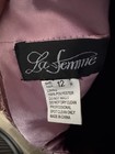 La Femme Embroidered Long Ruched Dress With Embellished Top- Size 12