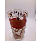 Vintage Mcm Highball Collins Cocktail Glasses W recipes - 6  Tall  Red   Gold