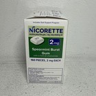 Nicorette Stop Smoking Aid 2mg Spearmint Nicotine Gum - 160 Count Exp  12 2026 
