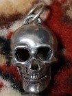 Vintage Uk Gothic Skull Pendant Necklace Silver Necromance Hide