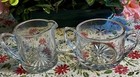 Vintage Clear Etched Glass Creamer   Sugar Set Bethlehem Star Pattern