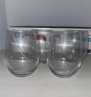 Luminarc Stemless Wine Tumblers Set Of 4 Glasses Etched Designs Nib Made In Usa