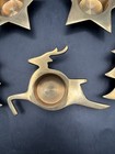 Vintage Set Of 5 Star Tree Reindeer Tealight Holder Solid Brass Candle Holder