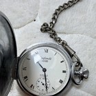 Dufonte Lucien Piccard Mechanical Full Hunter Pocket Watch Silver Chain