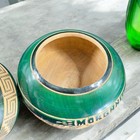 Vtg Hugo Saldivar Mexico Hand Carved Wood Trinket Dish Jar With Lid Green Folk