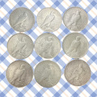 Lots Of 5 Coins-peace Dollars-1921 1925-mixed Date-p Mint-circulated-vg
