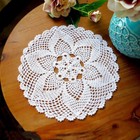 Set Of 4 Vintage Hand Crochet Lace Doilies Round Table Mats Placemat 11 -12 