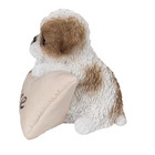 Brown And White Shih Tzu With Welcome Sign Garden Statue