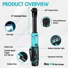 Duratech Extended Cordless 3 8  12v 44 Ft-lbs Long Neck Electric Ratchet Wrench