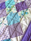 Baby Quilt Handmade Purple Aqua Floral Patchwork  Blanket 40  X 40   New