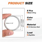 8pcs 0 16 X 1 57 Inch Metal O Ring Solid Seamless 316 Stainless Steel Rings