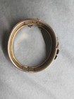 Antique Victorian Ornately Stamped   Carved Floral Hinged Bangle Bracelet 