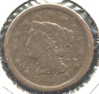 1852 1c Bn Braided Hair Cent