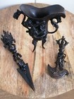 Vintage Mayan Sacrificial Brass Demonic Offering Altar Set