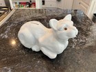 Vintage Dept 56 White Cat Piggy Bank Made In Italy Ceramic Lg  Figurine 11  Mcm