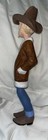 Vintage Hand Carved 10    Painted Wooden Cowboy Figurine Folk Art     L1