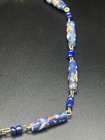Venetian Murano Blue Millefiori Glass Tube Bead Barrel Clasp Necklace 18 In