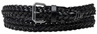 Black Leather Basket Weave Woven Belt With Belt Buckle