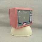Vtg Little Tikes Pink Dollhouse Tv Living Room Television Furniture Accessories
