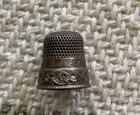 Antique Sterling Silver Thimble W  Flowers   Anchor Hallmark Size 6 Stern Bros  