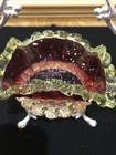 Antique Victorian Brides Basket Cranberry Yellow Vaseline Silvercrest Webb 