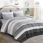 King Size Comforter Set 7 Pieces  Boho Geometric King 90     103    Grey White