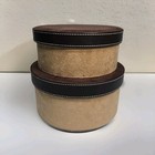 Round Hat Box Style Suede Nesting Boxes - Set Of 2 Brown Holiday Gift Set