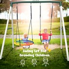 500lb Heavy Duty 7 5ft Metal Swing Set With 2 Swings Kids Playset Backyard Swing