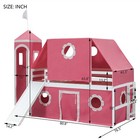 Pink Twin Size Loft Bed With White Slide Pink Tent And Tower For Girls Bedroom