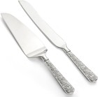 2 Pcs Wedding Cake Knife And Server Set  Silver Cake Cutting Set  Vintage Eng   