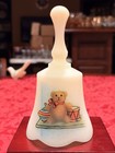 Vtg Fenton Custard Glass Teddy Bear Toy Bell Uranium Satin Glows Uv 6 5  Ex Cond