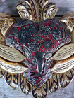 Heart Gold Wings Milagros Miracle Wood Handmade Mexico Folk Art Love Token Lg Sz