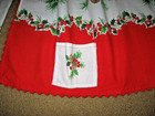 Vintage  Christmas Half Apron W  Pocket Holly Berries Pinecones Rick Rack 1950 s