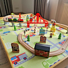 70-piece Wooden Magnetic Train And Cars Set With Bridge   Accessories For Kids