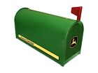 John Deere Mailbox W  Decals Metal Green Residential Tractor Post Mount 21  Deep