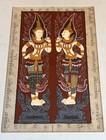 Antique Traditional Thai Royal Guardian Figures Painting On Khoi Paper  19th C 