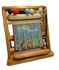 Vintage Salesman Sample Mosque Persian Wool Rug Wooden Tabletop Pine Frame Loom