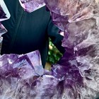 10 8lb Natural Amethyst Cave Crystal Slice Crescent Shaped Hand Cut Repai