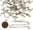 144 Antique Japanese White Glass 8mm  Bead Aged Brass 2  Bendable Head Pins 4005