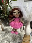 Handmade Crochet Doll 12 5    Girl In Pink Dress Amigurumi Unique Gift