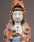 Japanese Kutani Ware Porcelain Kannon Bodhisattva Statue 23 82inch Buddhist Art