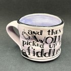 The Bowl Maker Purple Thumbprint Wolves   Fiddles Coffee Mug With Handle Rare 