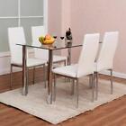 5pcs Dining Set Kitchen Room Table Set Dining Table And 4 Leather Chairs