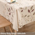 Heavy Duty Vinyl Tablecloth Beige Plastic Table Cloth Waterproof Wipeable